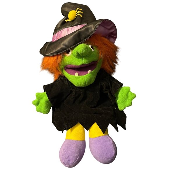 Halloween 9" Dakin Puppet Witch Plush Doll With Hat & Orange Hair - Picture 1 of 3